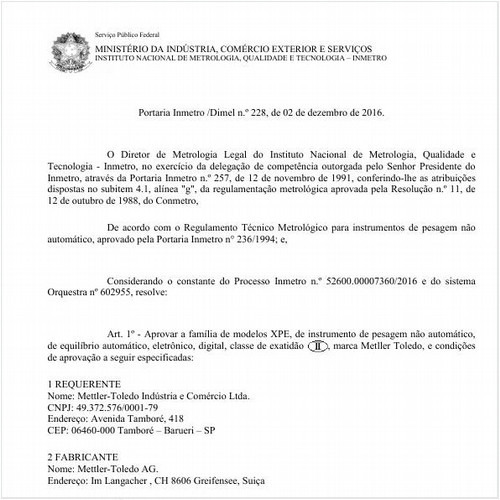Portaria DIMEL/INMETRO 228:2016 - Situação: Em vigor