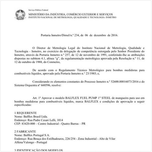 Portaria DIMEL/INMETRO 234:2016 - Situação: Em vigor