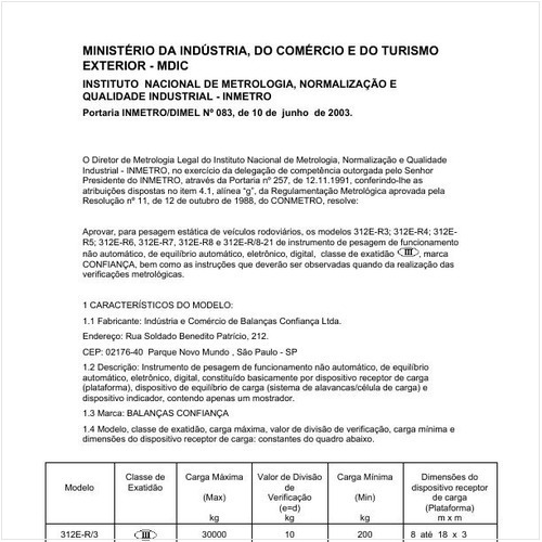 Portaria DIMEL/INMETRO 83:2003 - Situação: Em vigor