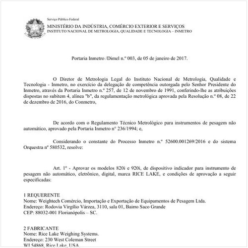 Portaria DIMEL/INMETRO 3:2017 - Situação: Em vigor