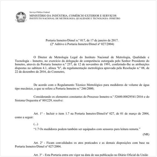 Portaria DIMEL/INMETRO 17:2017 - Situação: Em vigor
