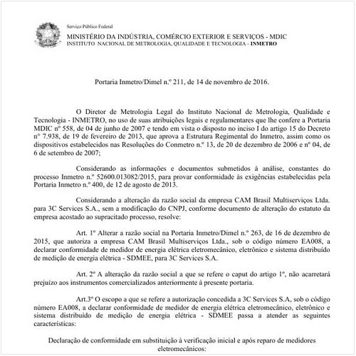 Portaria DIMEL/INMETRO 211:2016 - Situação: Em vigor