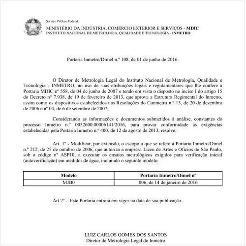 Portaria DIMEL/INMETRO 108:2016 - Situação: Revogado