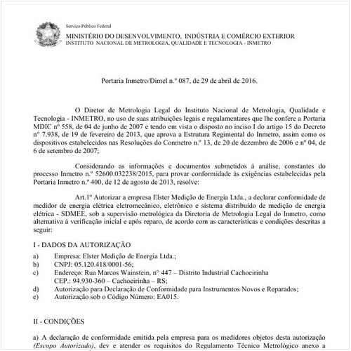 Portaria DIMEL/INMETRO 87:2016 - Situação: Revisto