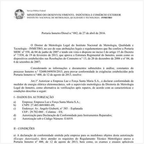 Portaria DIMEL/INMETRO 82:2016 - Situação: Revogado