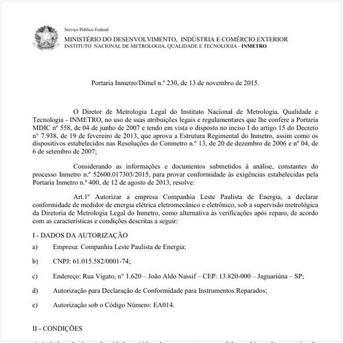 Portaria DIMEL/INMETRO 230:2015 - Situação: Revogado