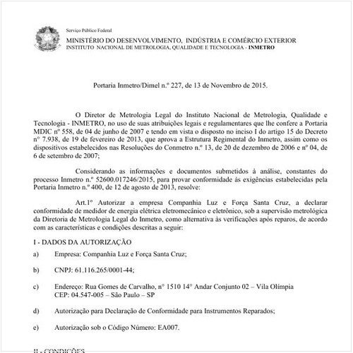 Portaria DIMEL/INMETRO 227:2015 - Situação: Revogado