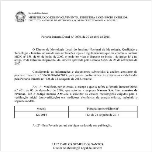 Portaria DIMEL/INMETRO 76:2015 - Situação: Revogado
