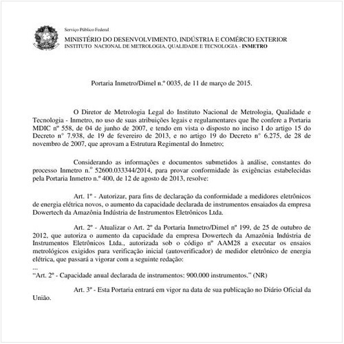 Portaria DIMEL/INMETRO 35:2015 - Situação: Revogado