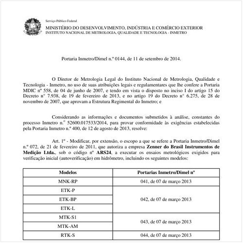 Portaria DIMEL/INMETRO 144:2014 - Situação: Revogado