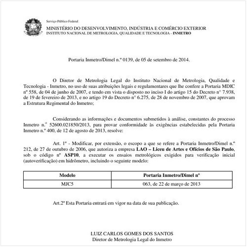 Portaria DIMEL/INMETRO 139:2014 - Situação: Revogado