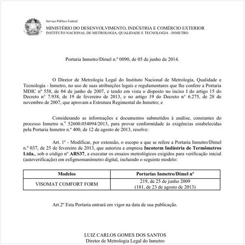 Portaria DIMEL/INMETRO 90:2014 - Situação: Em vigor