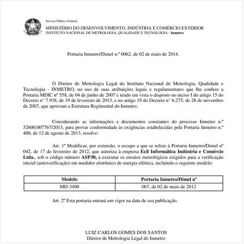 Portaria DIMEL/INMETRO 62:2014 - Situação: Revogado