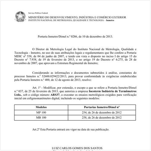 Portaria DIMEL/INMETRO 286:2013 - Situação: Revogado