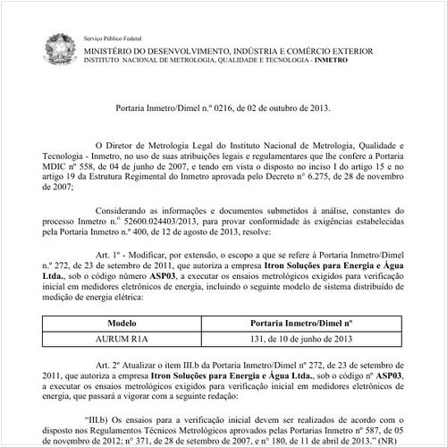 Portaria DIMEL/INMETRO 216:2013 - Situação: Revogado