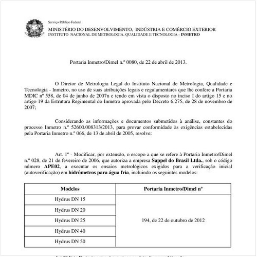 Portaria DIMEL/INMETRO 80:2013 - Situação: Revogado