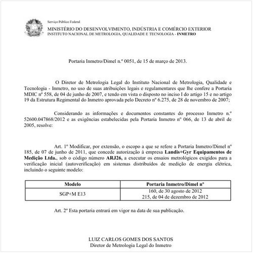 Portaria DIMEL/INMETRO 51:2013 - Situação: Em vigor