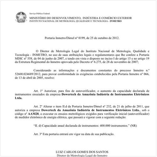 Portaria DIMEL/INMETRO 199:2012 - Situação: Revogado