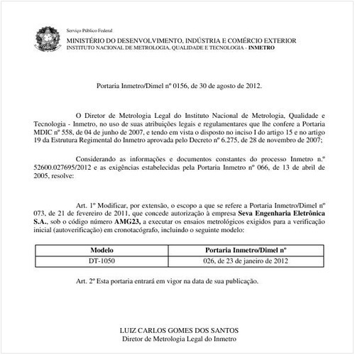 Portaria DIMEL/INMETRO 156:2012 - Situação: Revogado