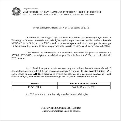 Portaria DIMEL/INMETRO 149:2012 - Situação: Revogado