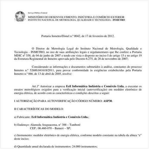 Portaria INMETRO/DIMEL 42:2012 - Situação: Revogado