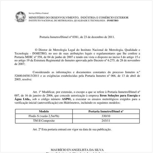 Portaria INMETRO/DIMEL 381:2011 - Situação: Revogado