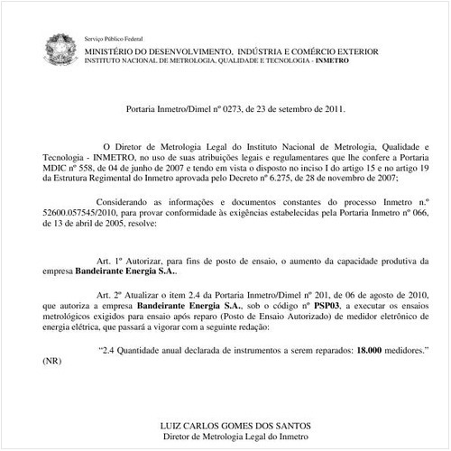 Portaria INMETRO/DIMEL 273:2011 - Situação: Revogado