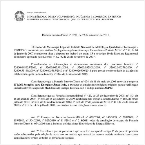 Portaria INMETRO/DIMEL 271:2011 - Situação: Revogado