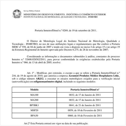 Portaria INMETRO/DIMEL 269:2011 - Situação: Revogado