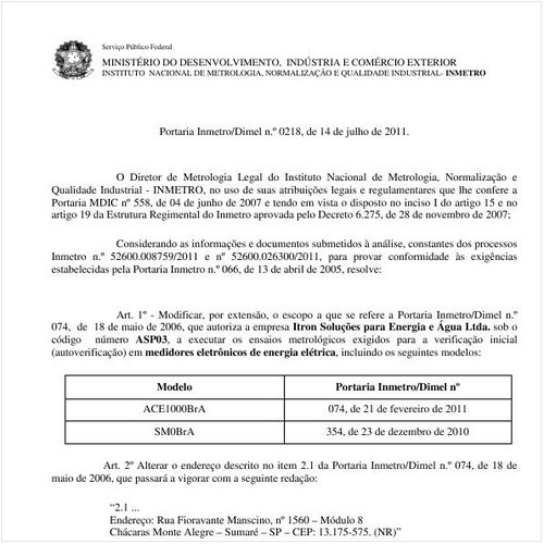 Portaria INMETRO/DIMEL 218:2011 - Situação: Revogado