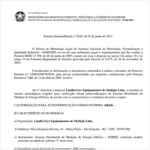 Portaria INMETRO/DIMEL 185:2011 - Situação: Revisto