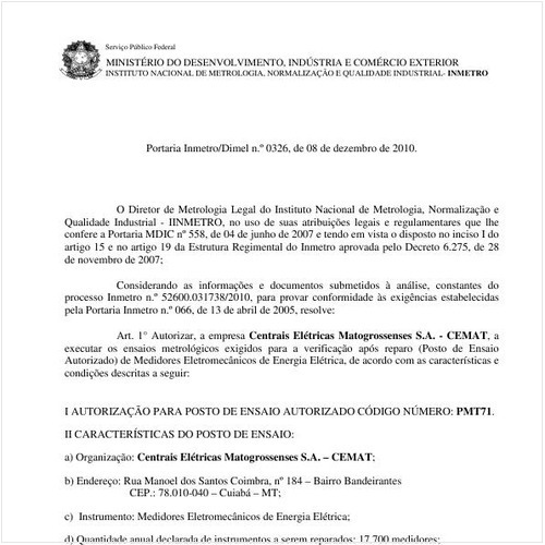 Portaria INMETRO/DIMEL 326:2010 - Situação: Revogado