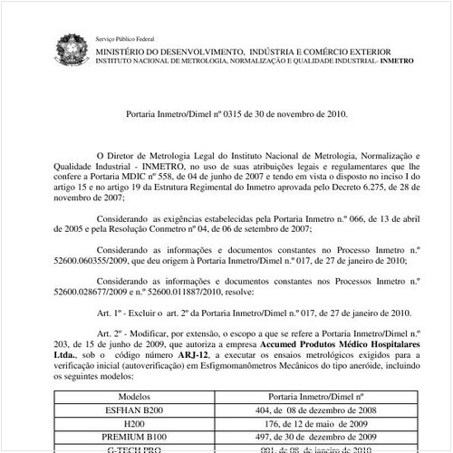 Portaria INMETRO/DIMEL 315:2010 - Situação: Revogado