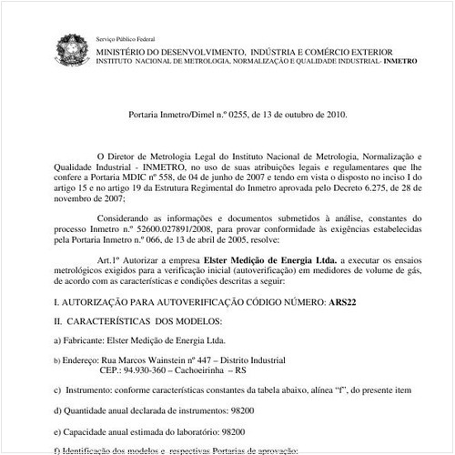 Portaria INMETRO/DIMEL 255:2010 - Situação: Revogado