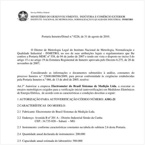 Portaria INMETRO/DIMEL 226:2010 - Situação: Revogado