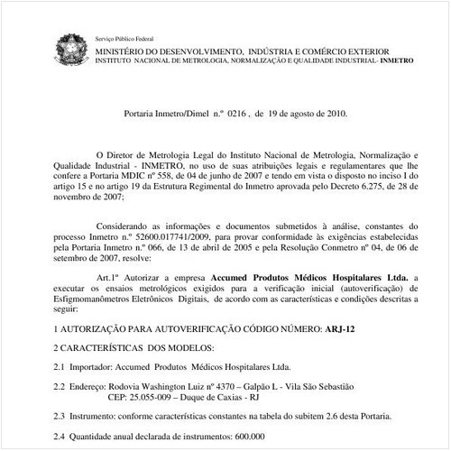 Portaria INMETRO/DIMEL 216:2010 - Situação: Revogado