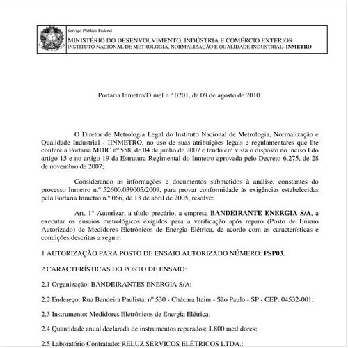 Portaria INMETRO/DIMEL 201:2010 - Situação: Revogado