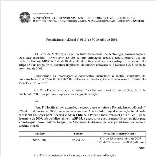 Portaria INMETRO/DIMEL 189:2010 - Situação: Revogado