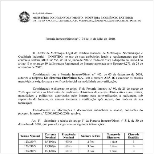 Portaria INMETRO/DIMEL 174:2010 - Situação: Revogado