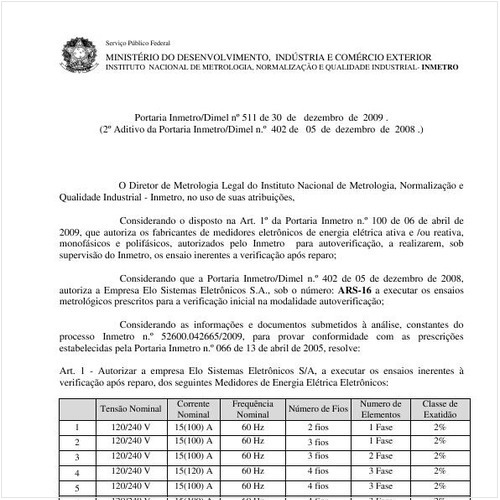 Portaria INMETRO/DIMEL 511:2009 - Situação: Revogado