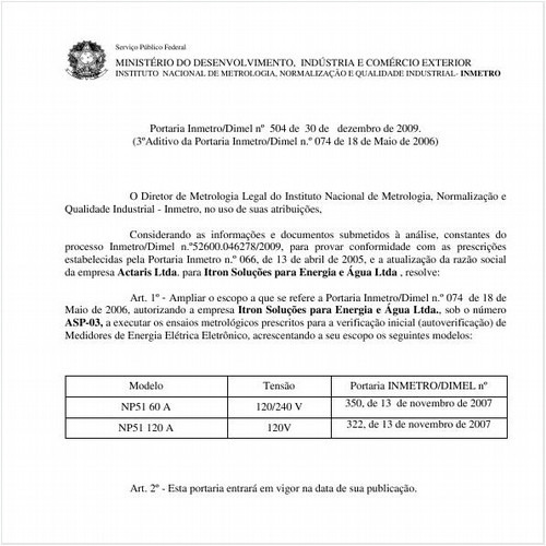 Portaria INMETRO/DIMEL 504:2009 - Situação: Revogado