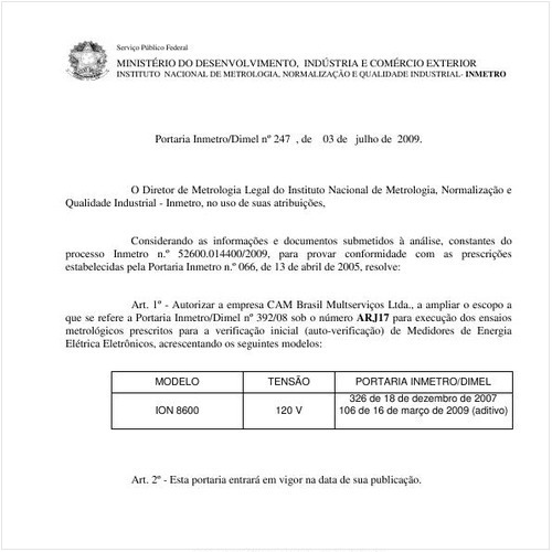 Portaria INMETRO/DIMEL 247:2009 - Situação: Revogado