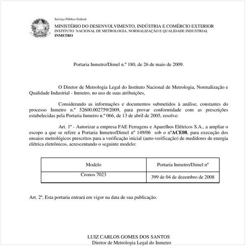 Portaria INMETRO/DIMEL 180:2009 - Situação: Revogado