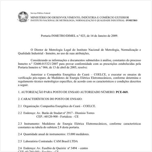 Portaria DIMEL/INMETRO 23:2009 - Situação: Revogado