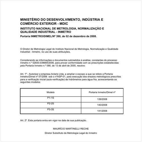 Portaria DIMEL/INMETRO 390:2008 - Situação: Revogado