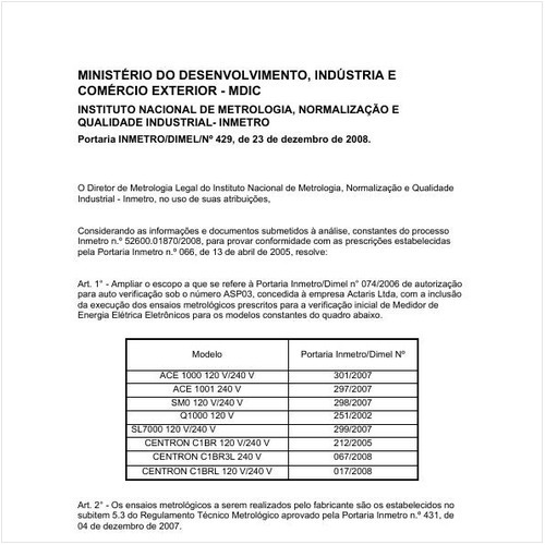 Portaria DIMEL/INMETRO 429:2008 - Situação: Revogado