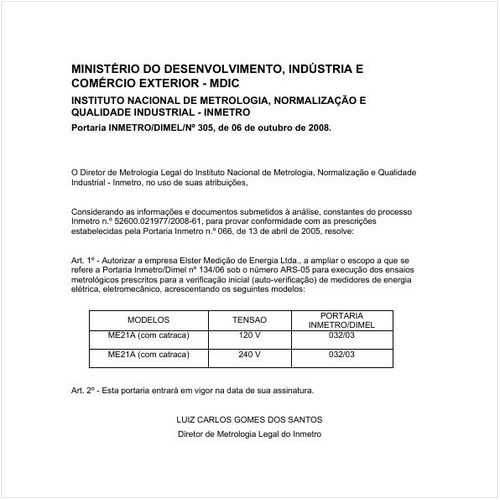 Portaria DIMEL/INMETRO 305:2008 - Situação: Revogado