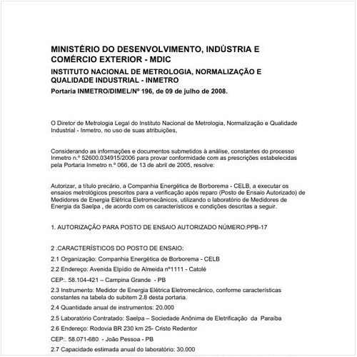 Portaria DIMEL/INMETRO 196:2008 - Situação: Revogado