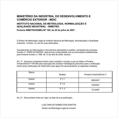 Portaria DIMEL/INMETRO 199:2007 - Situação: Revogado