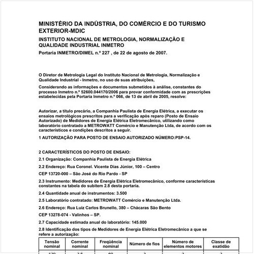 Portaria DIMEL/INMETRO 227:2007 - Situação: Revogado
